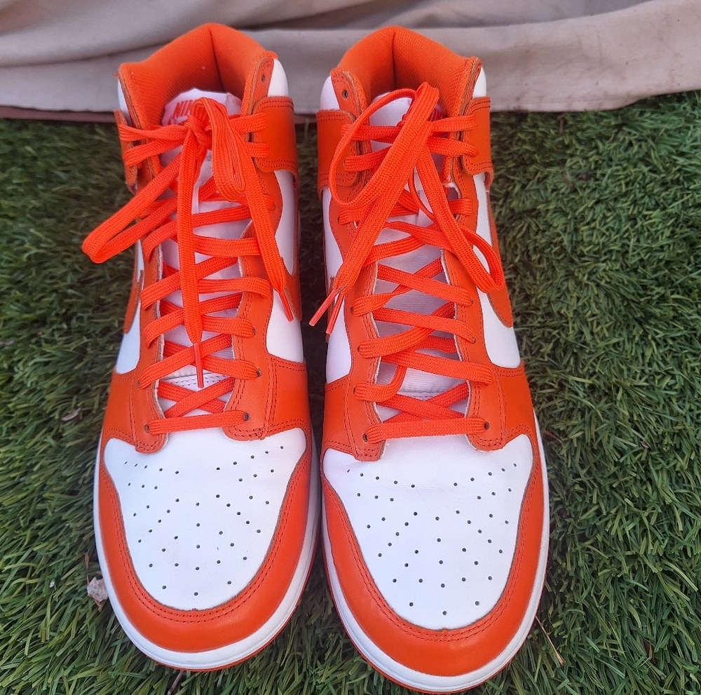 Nike Dunk Syracuse High Top 12 Men's Orange Blaze and White Sneakers DD1399-101 - Picture 6 of 14